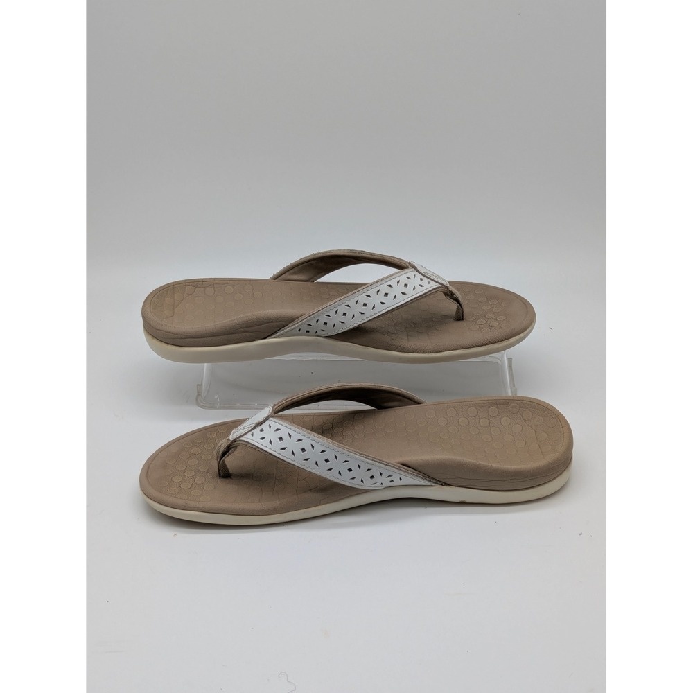 Vionic Tide Perf Flip Flop Sandals Women's Size 8 White Orthotic Comfort